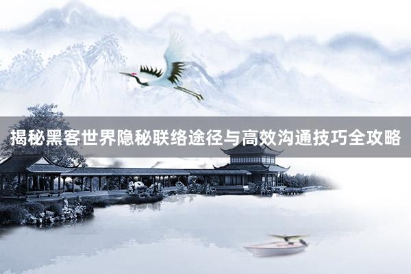 揭秘黑客世界隐秘联络途径与高效沟通技巧全攻略