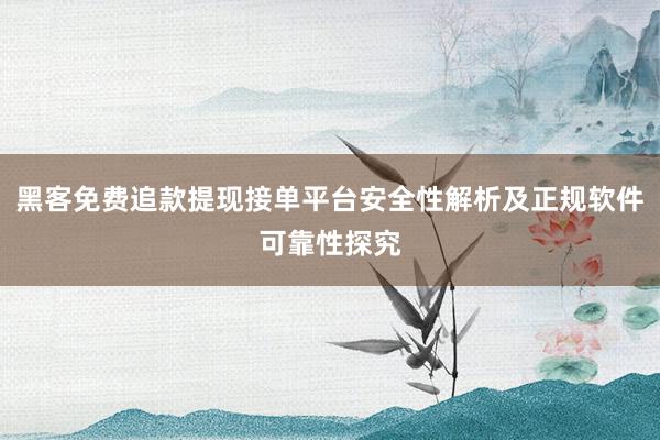 黑客免费追款提现接单平台安全性解析及正规软件可靠性探究