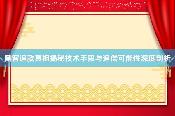 黑客追款真相揭秘技术手段与追偿可能性深度剖析